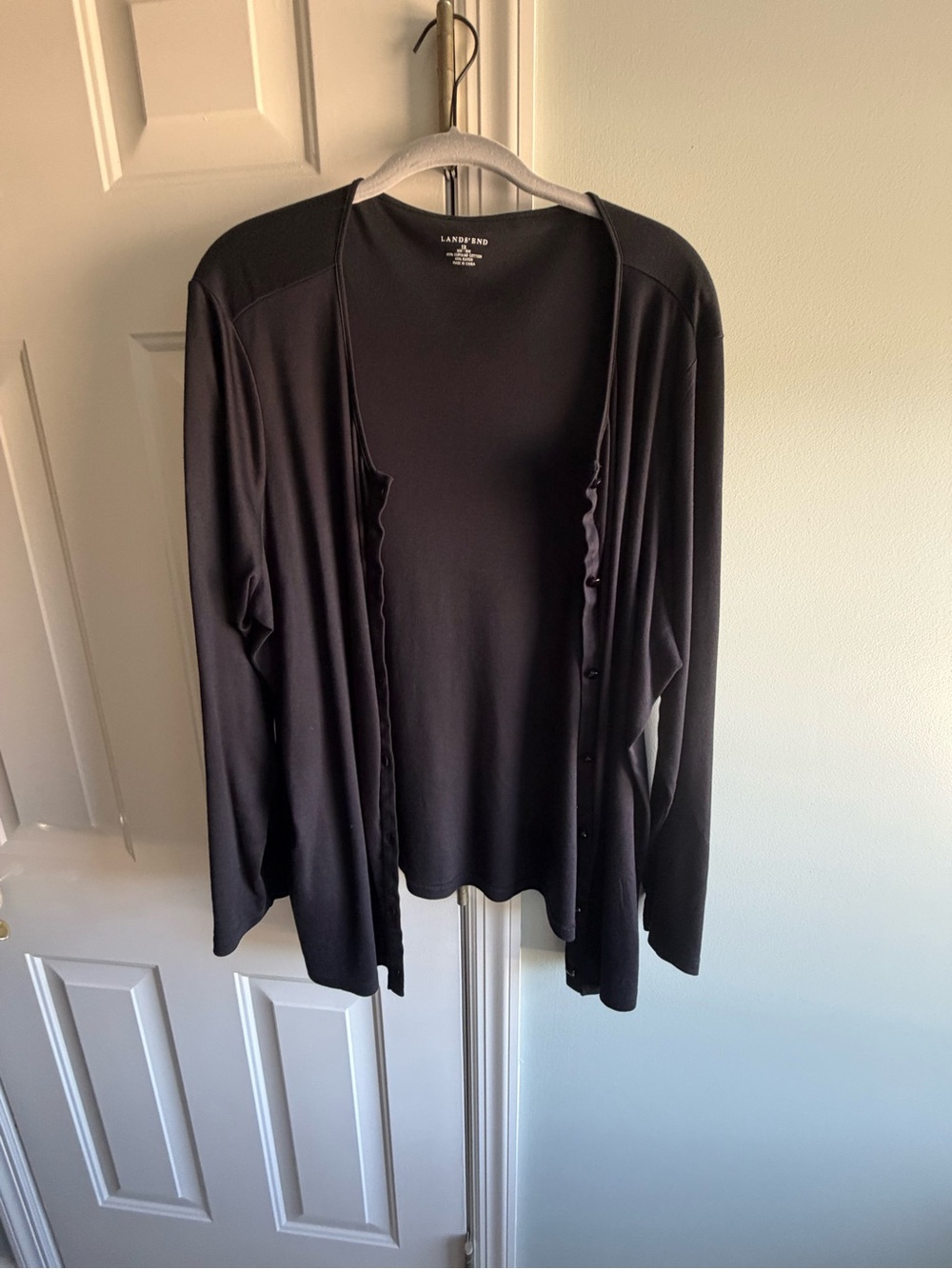 Lands' End Black Button-Front Women's Top